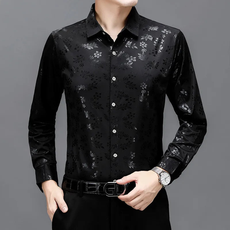 Men's Spring New Ice Casual Comfort Versatile Long Sleeve shirt