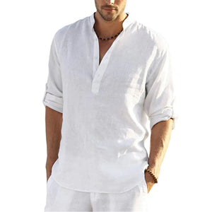 New Men's Casual  Cotton Linen Shirt 