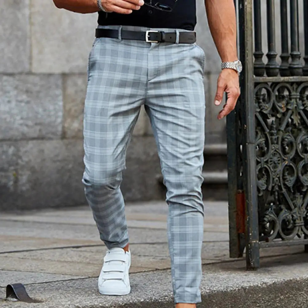 Men Trousers Plaid 