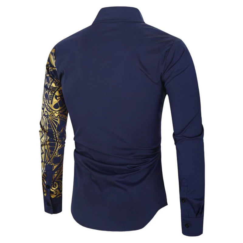 Men's Shirt Luxury Gold High Quality Long Sleeve Shirt