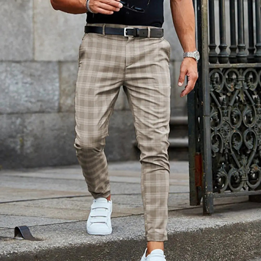 Men Trousers Plaid 