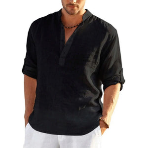 New Men's Casual  Cotton Linen Shirt 