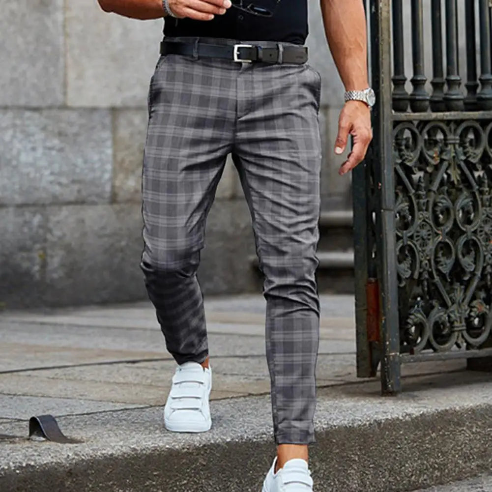 Men Trousers Plaid 