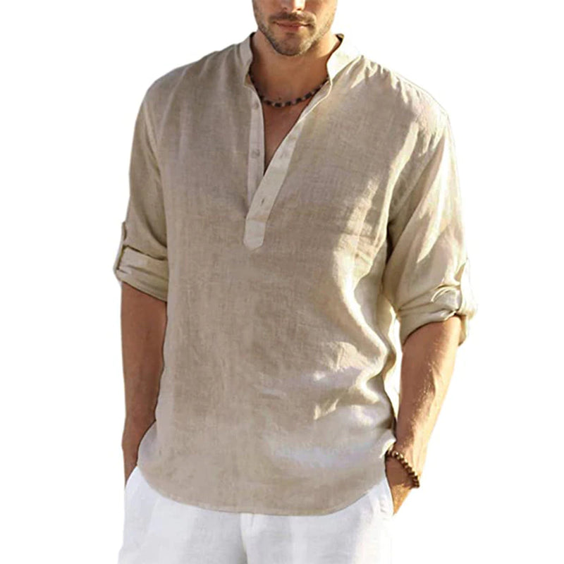 New Men's Casual  Cotton Linen Shirt 