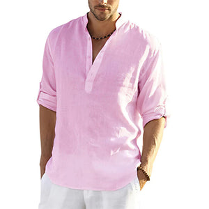 New Men's Casual  Cotton Linen Shirt 