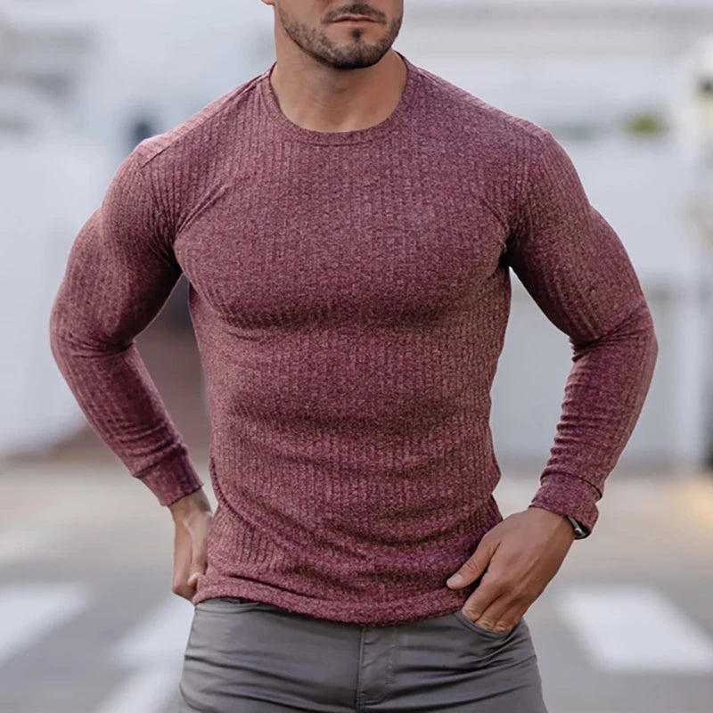 Spring Knitted Sports Long Sleeved T-Shirt 