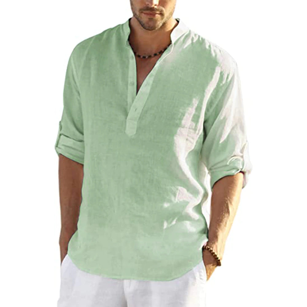 New Men's Casual  Cotton Linen Shirt 