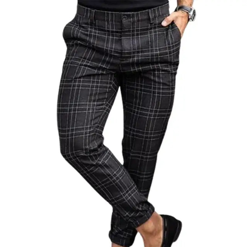 Men Trousers Plaid 