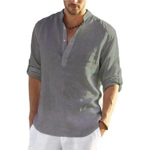 New Men's Casual  Cotton Linen Shirt 