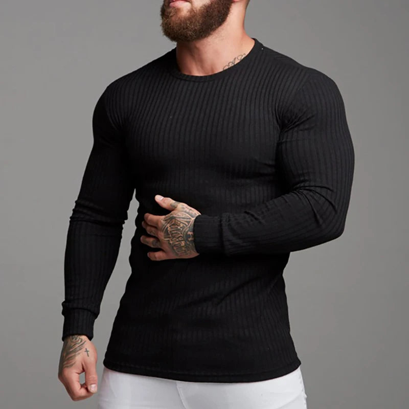 Spring Knitted Sports Long Sleeved T-Shirt 